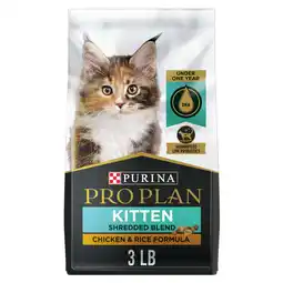 Walmart Purina Pro Plan Kitten Shredded BlendDry Kitten Food, Chicken & Rice, 3 lb Bag offer