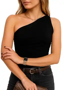 Walmart SOMER Womens Tank Tops Going Out One Off Shoulder Black For Women Trendy Tops offer