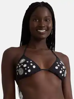 Walmart Celebrity Pink Women’s Embroidered Triangle Bikini Top, Sizes XS-XXL offer