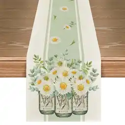 Walmart Sm:)e Eucalyptus Leaves Daisy Spring Table Runner for Summer 13 x 72 Inch offer