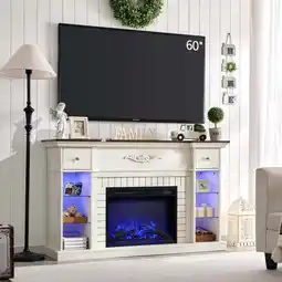 Walmart SinCiDo Fireplace TV Stand for 60 Inch, Farmhouse LED Entertainment Center w/7 Color for Living Room offer