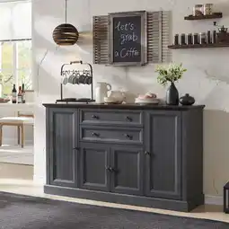 Walmart 58 Sideboard Buffet Cabinet, Farmhouse Coffee Bar Stroage, Wood Rustic Accent Cabinet offer