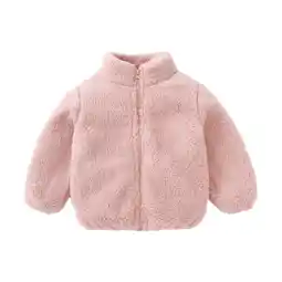 Walmart FRSASU Clearance Toddler Baby Grils Fleece Outwear Boys Zipper Solid-color Thick Kids Warm Coat offer