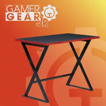 Walmart Gamer Gear Jr. Gaming Desk with LED Lighting, Teens and Kids, Red and Black offer