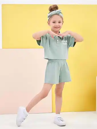 Walmart CARETOO Toddler Girl Clothes Outfits 12M-5T Summer Casual POLO Shirt Shorts Headband Cotton Fabric offer