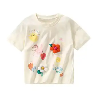 Walmart ZPWKLM Tees For Infnat Summer Short Sleeve Round Neck Stylish Blouse For Girls Boys size 7-8T offer