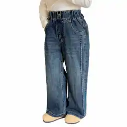 Walmart Toddler Clothes Baby Girls Wide Leg Jeans High Waisted Denim Pants Pull on Loose Fitted Trousers offer