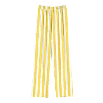 Walmart ZyeKqe Pajamas Pants for Women High Waisted Lounge Pants Wide Leg Striped Casual Comfy Sleep Bottoms offer