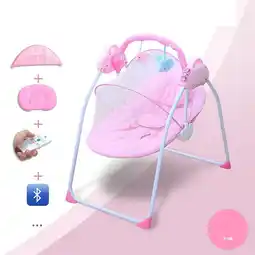 Walmart BEJOLO Electric Baby Swing, Foldable Infant Bouncer Cradle, Pink offer