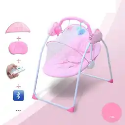 Walmart BEJOLO Electric Baby Swing, Foldable Infant Bouncer Cradle, Pink offer
