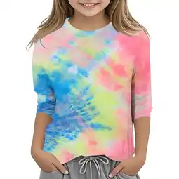 Walmart ZPWKLM ZPWKLM Tops For Toddler Tie Dye Printed Round Neck 3/4 Quarter Sleeve Top For Baby size 3-4T offer
