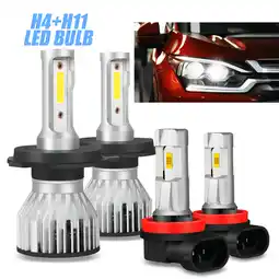 Walmart For Honda Fit 2016 2017 2018 2019 2020 - 4x LED Headlight Fog Light Bulbs Combo Kit 6000K White offer