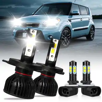 Walmart For Kia Soul 2010-2011 4x H4 9003 881 LED Headlight Fog Light Combo White Bulbs,14000LM offer