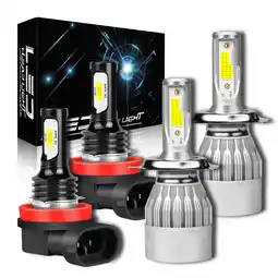 Walmart WVKVII H4 LED Headlight Bulb with Fan H11 Fog Light Bulb Replacement Combo Cool White Pack of 4 offer