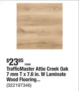 The Home Depot TrafficMaster Attie Creek Oak 7 mm T x 7.6 in. W Laminate Wood Flooring (26.8 sqft/case) offer