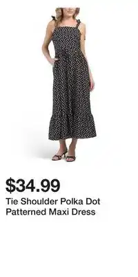 TJ Maxx Tie Shoulder Polka Dot Patterned Maxi Dress offer