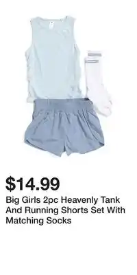 TJ Maxx Big Girls 2pc Heavenly Tank And Running Shorts Set With Matching Socks offer