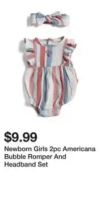 TJ Maxx Newborn Girls 2pc Americana Bubble Romper And Headband Set offer
