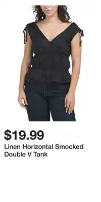 TJ Maxx Linen Horizontal Smocked Double V Tank offer