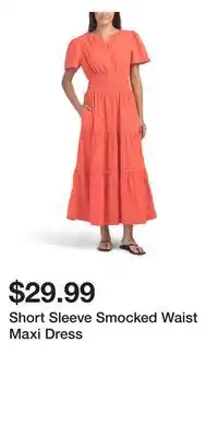TJ Maxx Short Sleeve Smocked Waist Maxi Dress offer