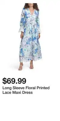 TJ Maxx Long Sleeve Floral Printed Lace Maxi Dress offer