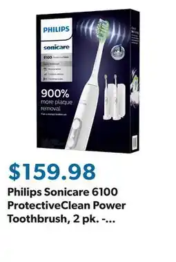 Sam's Club Philips Sonicare 6100 ProtectiveClean Power Toothbrush, 2 pk. - Choose Your Color offer
