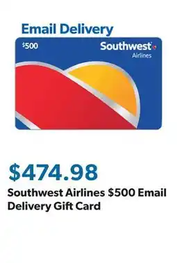 Sam's Club Southwest Airlines $500 Email Delivery Gift Card offer