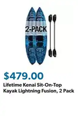 Sam's Club Lifetime Kenai Sit-On-Top Kayak Lightning Fusion, 2 Pack offer