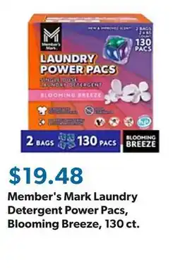 Sam's Club Member's Mark Laundry Detergent Power Pacs, Blooming Breeze, 130 ct offer