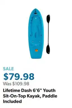 Sam's Club Lifetime Dash 6'6 Youth Sit-On-Top Kayak, Paddle Included offer