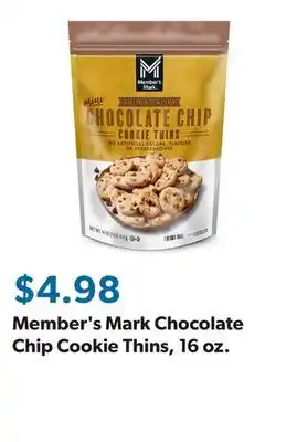 Sam's Club Member's Mark Chocolate Chip Cookie Thins, 16 oz offer