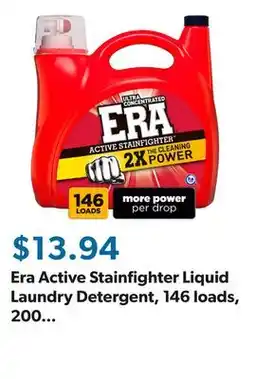 Sam's Club Era Active Stainfighter Liquid Laundry Detergent, 146 loads, 200 fl. oz offer
