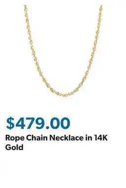 Sam's Club Rope Chain Necklace in 14K Gold offer