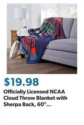 Sam's Club Officially Licensed NCAA Cloud Throw Blanket with Sherpa Back, 60 x 70 offer