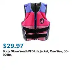 Sam's Club Body Glove Youth PFD Life Jacket, One Size, 50-90 lbs offer