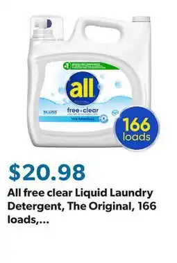 Sam's Club All free clear Liquid Laundry Detergent, The Original, 166 loads, 250 fl. oz offer