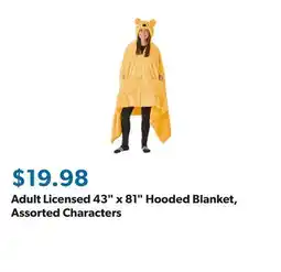 Sam's Club Adult Licensed 43 x 81 Hooded Blanket, Assorted Characters offer