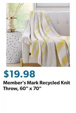 Sam's Club Member's Mark Recycled Knit Throw, 60 x 70 offer