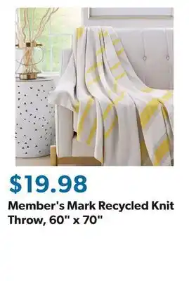 Sam's Club Member's Mark Recycled Knit Throw, 60 x 70 offer
