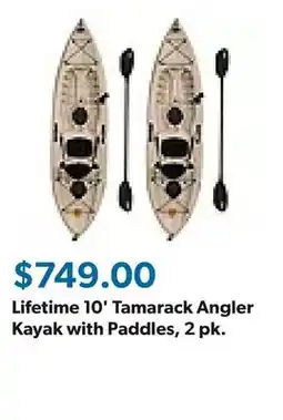 Sam's Club Lifetime 10' Tamarack Angler Kayak with Paddles, 2 pk offer