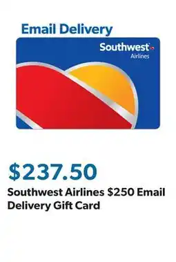 Sam's Club Southwest Airlines $250 Email Delivery Gift Card offer