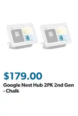 Sam's Club Google Nest Hub 2PK 2nd Gen - Chalk offer