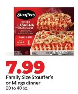 Hy-Vee Family size stouffer's or mings dinner offer