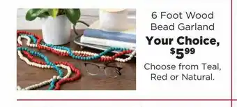 6 Foot Wood Bead Garland