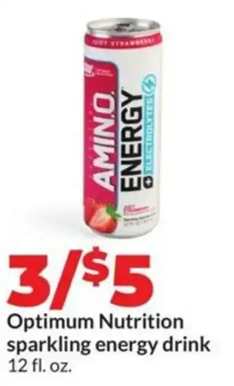 Hy-Vee Optimum nutrition sparkling energy drink offer