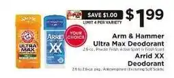 ShopRite Arm & Hammer Ultra Max Deodorant / Arrid XX Deodorant offer