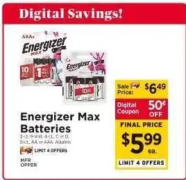 ShopRite Energizer Max Batteries offer