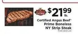 ShopRite Certified Angus Beef Prime Boneless NY Strip Steak offer