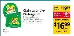 ShopRite Gain Laundry Detergent offer