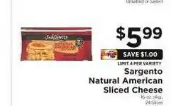ShopRite Sargento Natural American Sliced Cheese offer